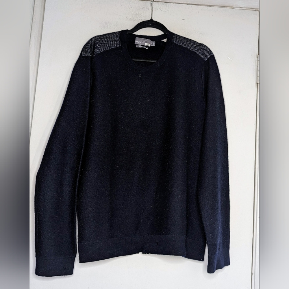 VINCE Men's 100% Cashmere Sweater in Navy HOLES